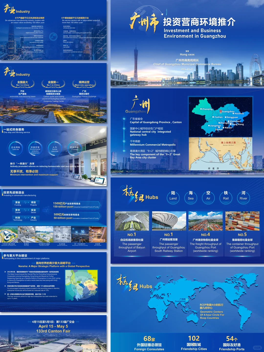 广州投资推介PPT-蓝色商务实用风格