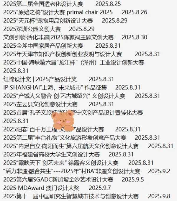 国内设计竞赛整理