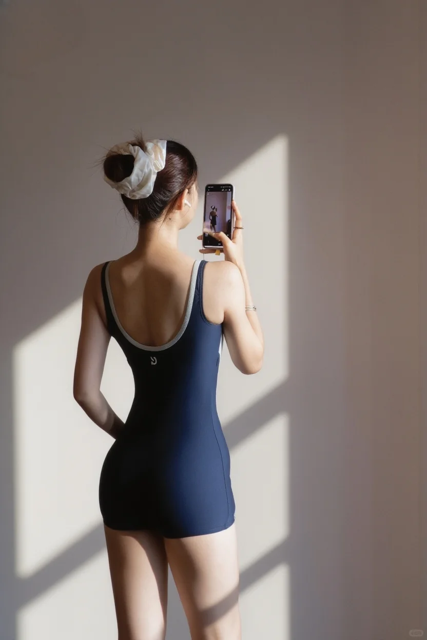 这款泳衣的腰线像刻在身上一样···