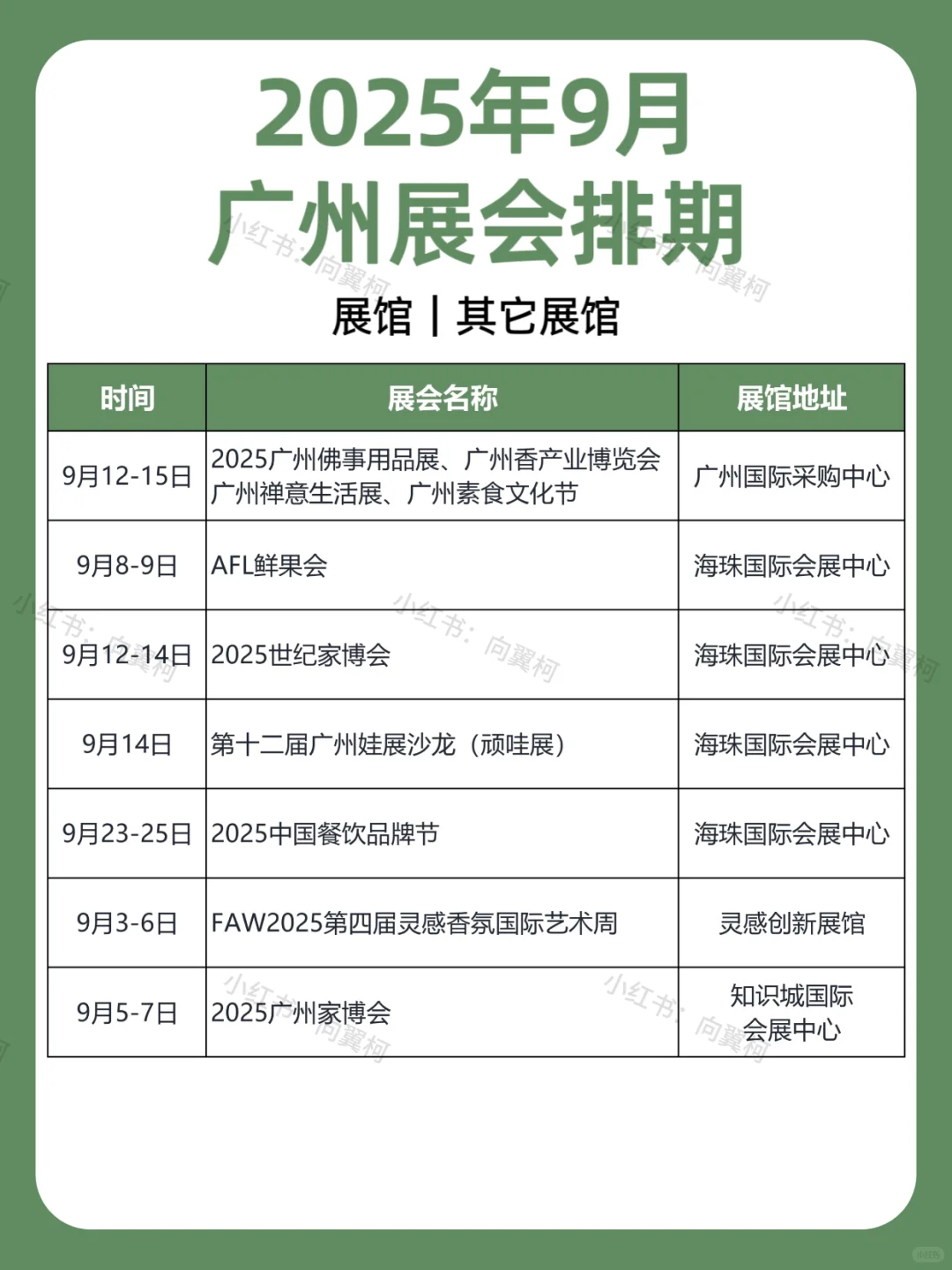 9月｜广州展会排期