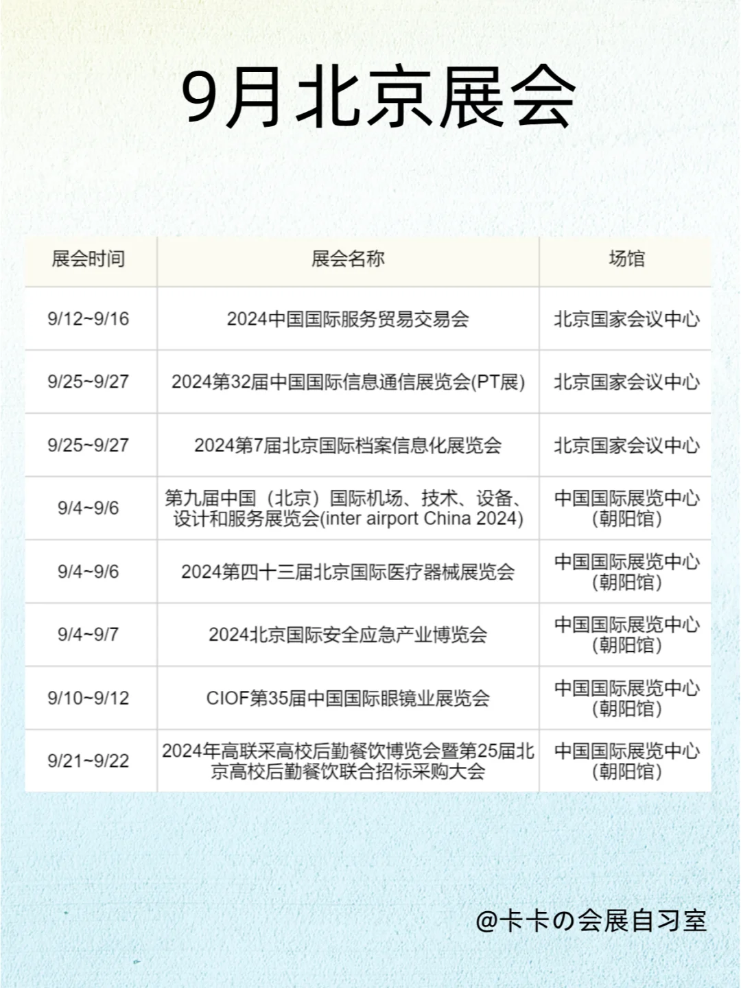 9月北京展会排期来了，这些展会不要错过！