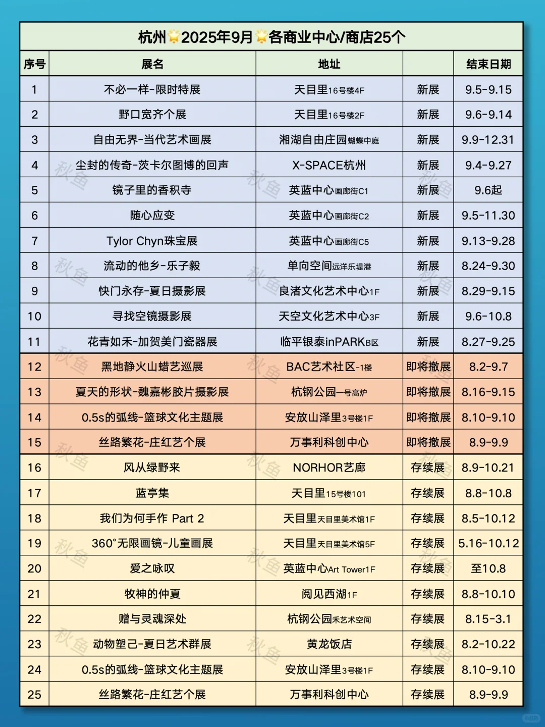 杭州9月99个免费展览❤️承包秋日文艺时光