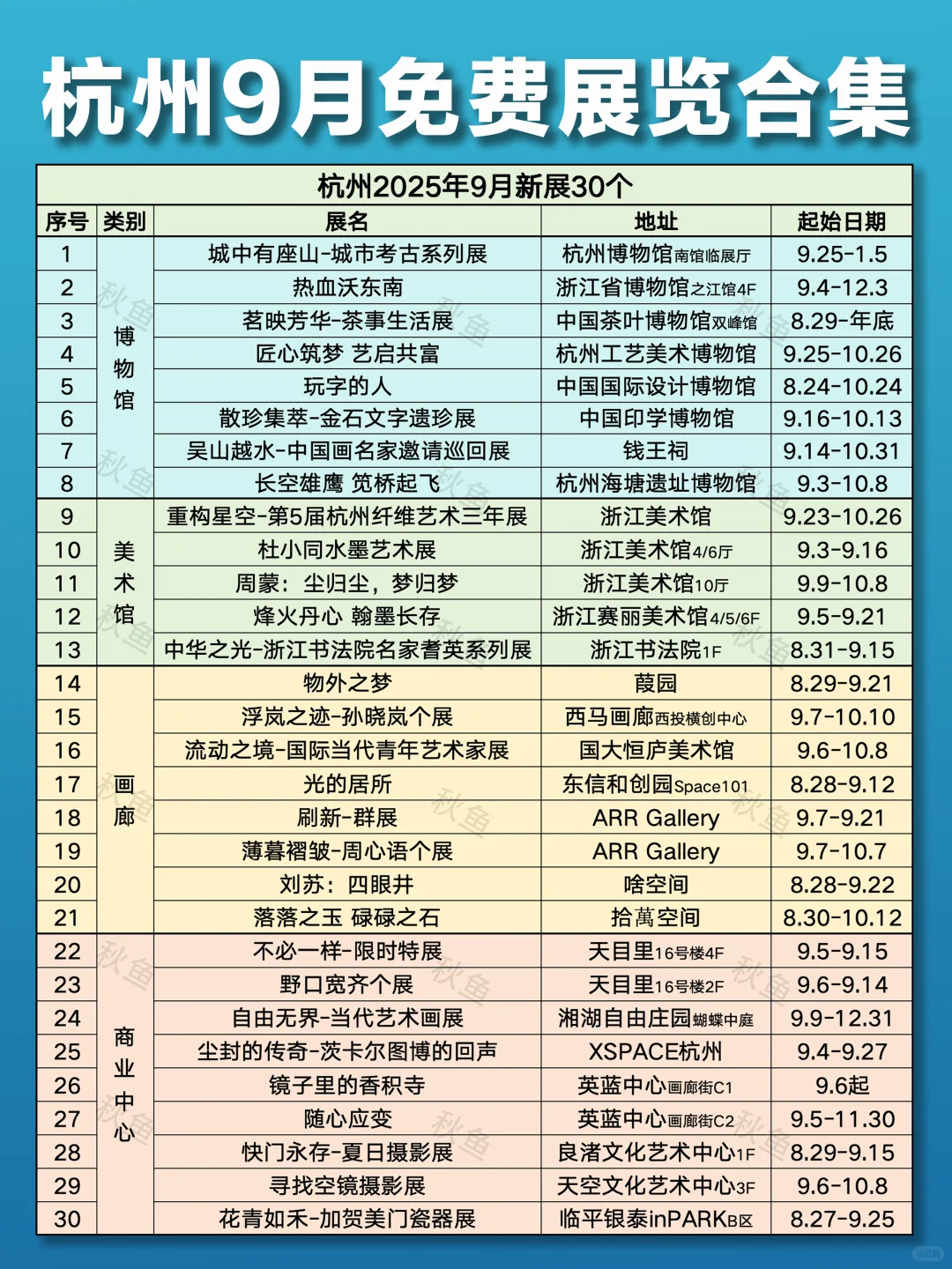 杭州9月99个免费展览❤️承包秋日文艺时光