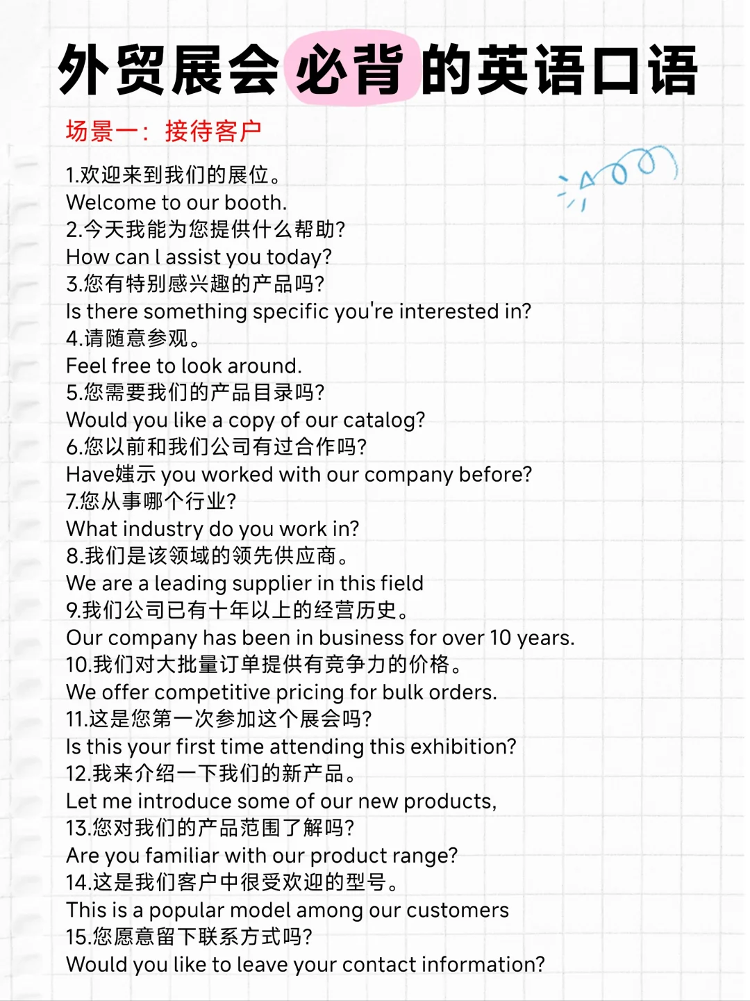 外贸展会必备的英语口语，必须存下！