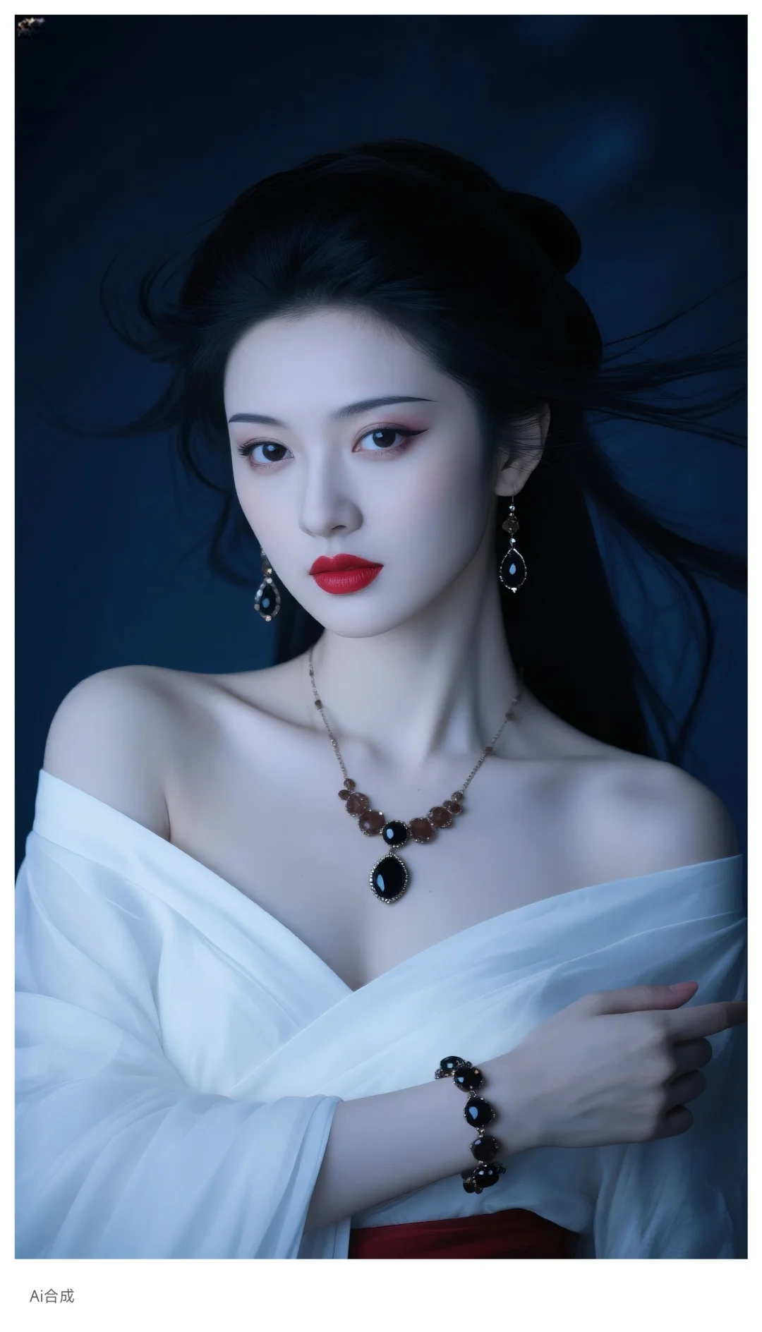 青丝如瀑，皎皎玉容