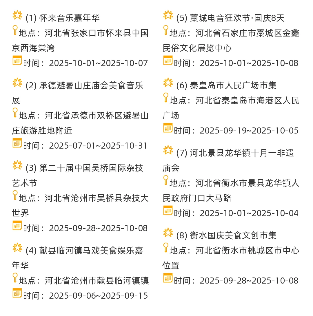 【河北省】2025年9-10月，集市信息汇总