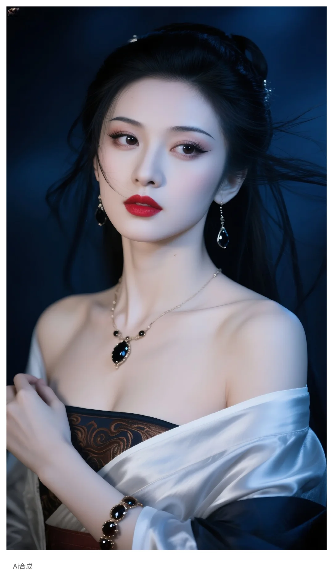 青丝如瀑，皎皎玉容