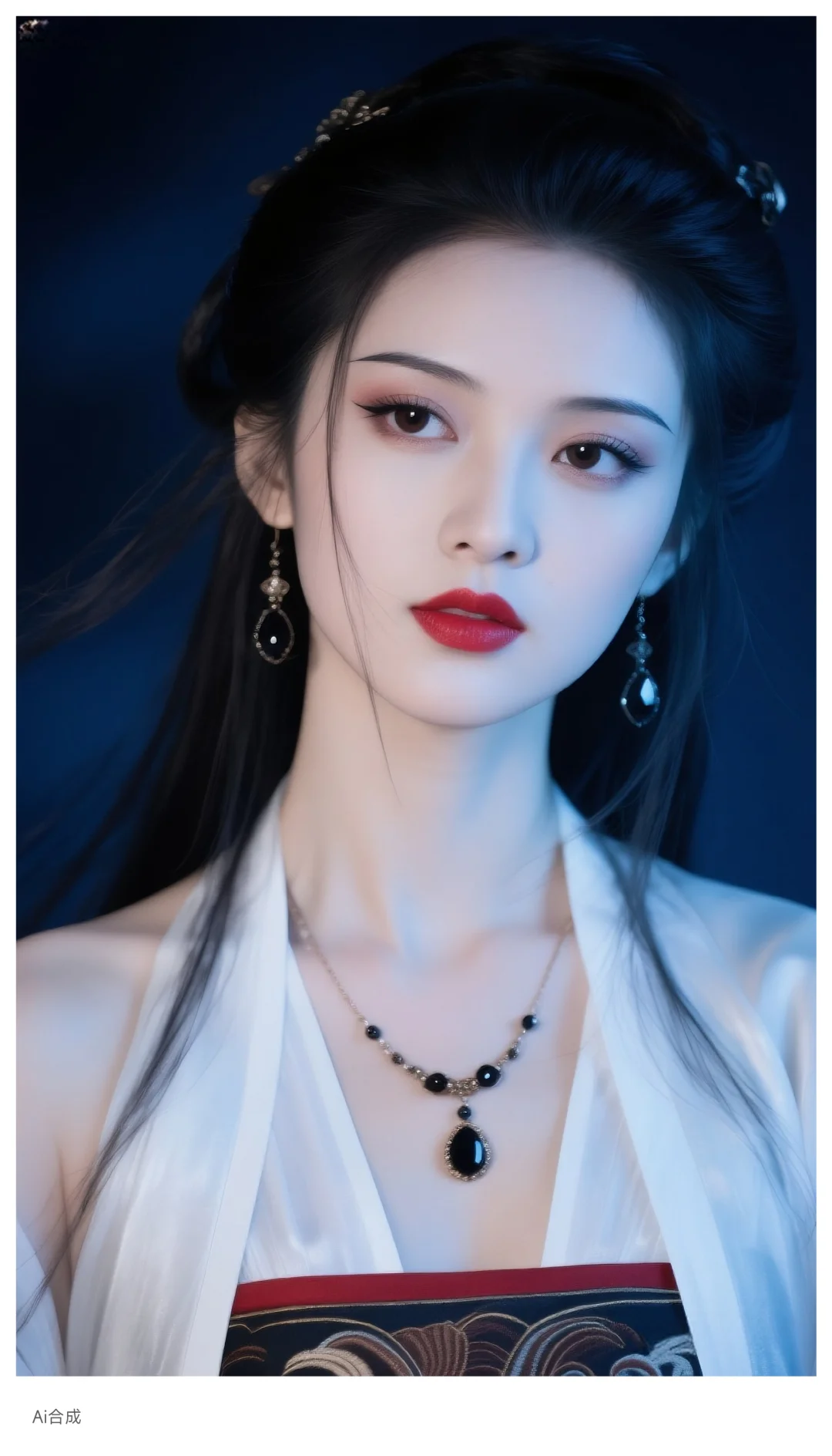 青丝如瀑，皎皎玉容