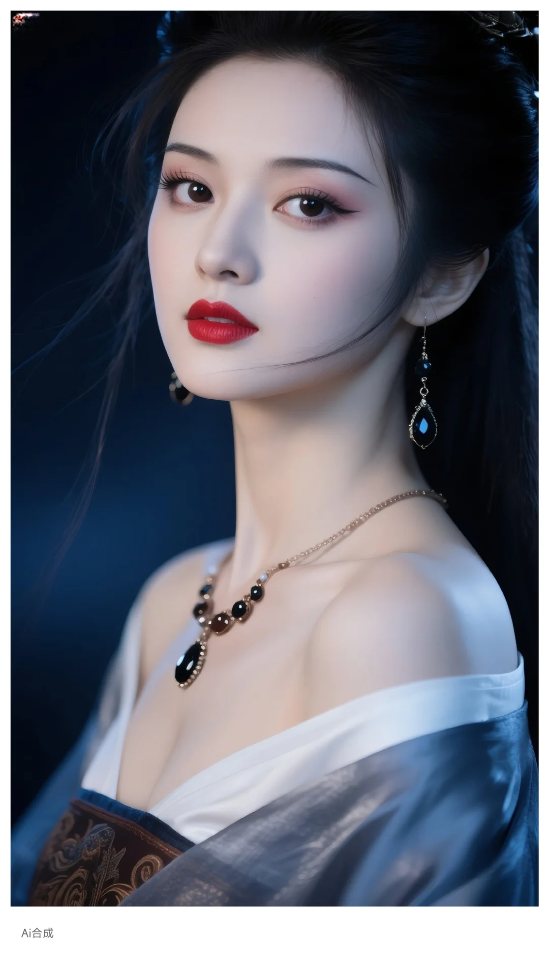 青丝如瀑，皎皎玉容