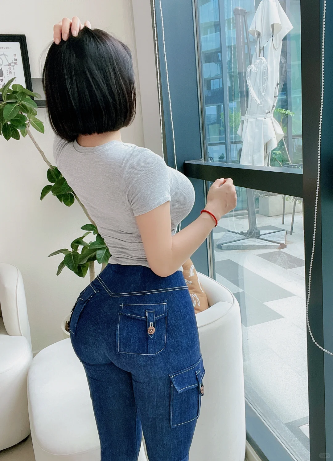 超酷的牛仔瑜伽裤 mitaogir蜜桃女孩