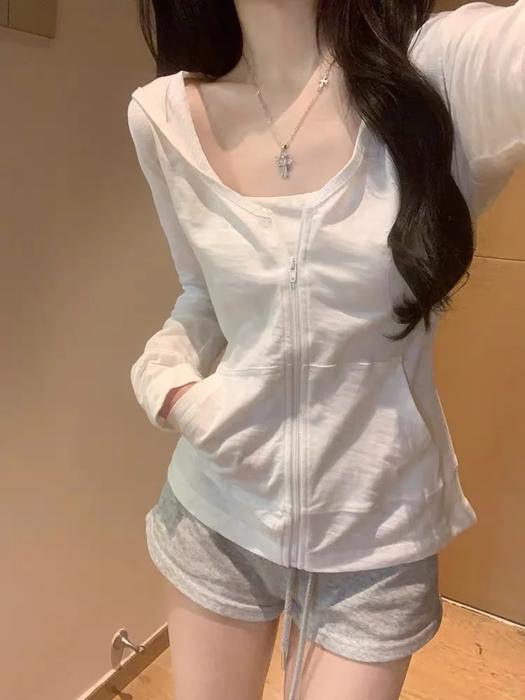 ?Live～白色竹节棉外套➕灰色短裤！韩系休闲