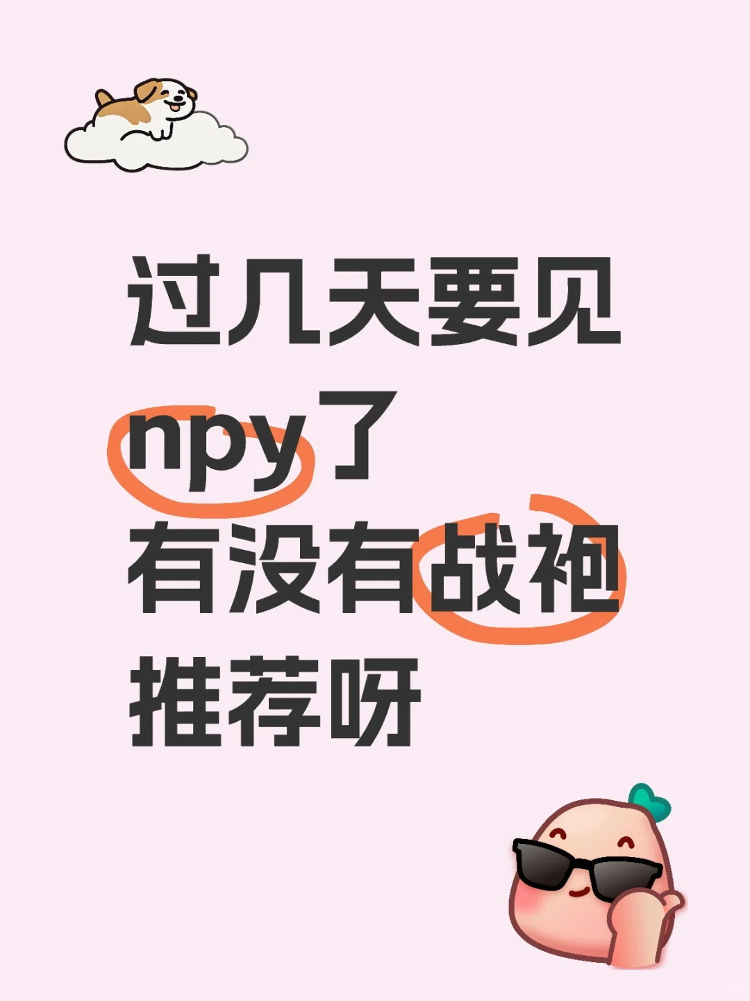 过几天要见npy了有没有战袍推荐呀