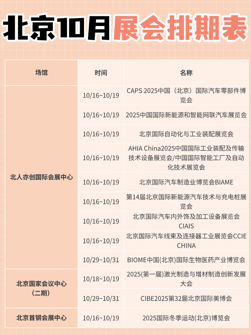 北京10月展会！收藏这篇就够啦！
