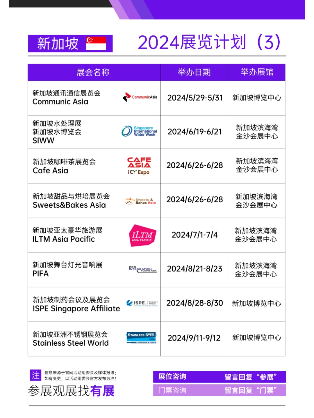 ??海外展会｜新加坡2024展会展览计划