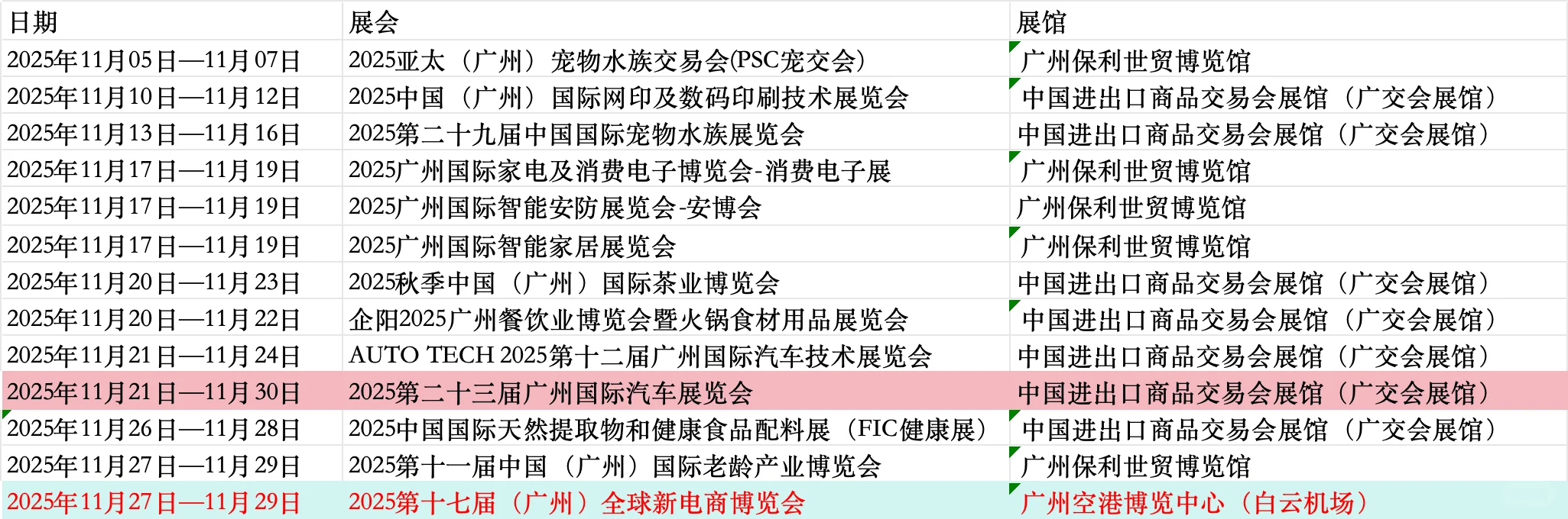 广州广交会下半年展会排期