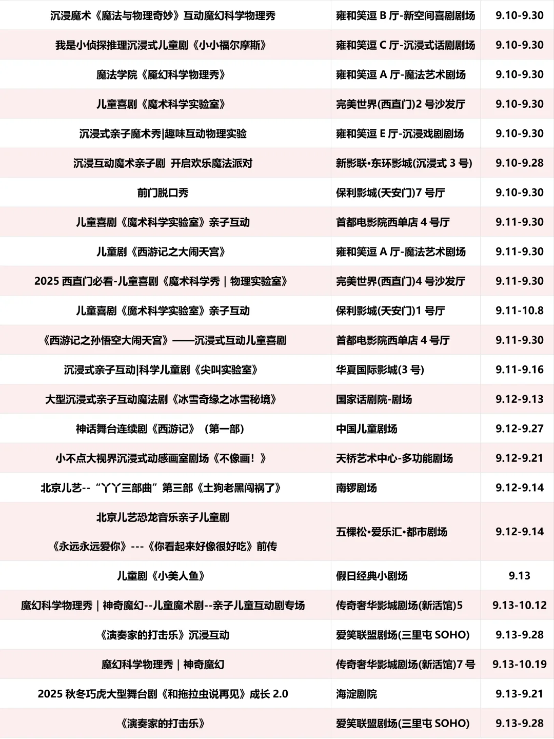 北京周末去哪儿（2025.9.12-14）
