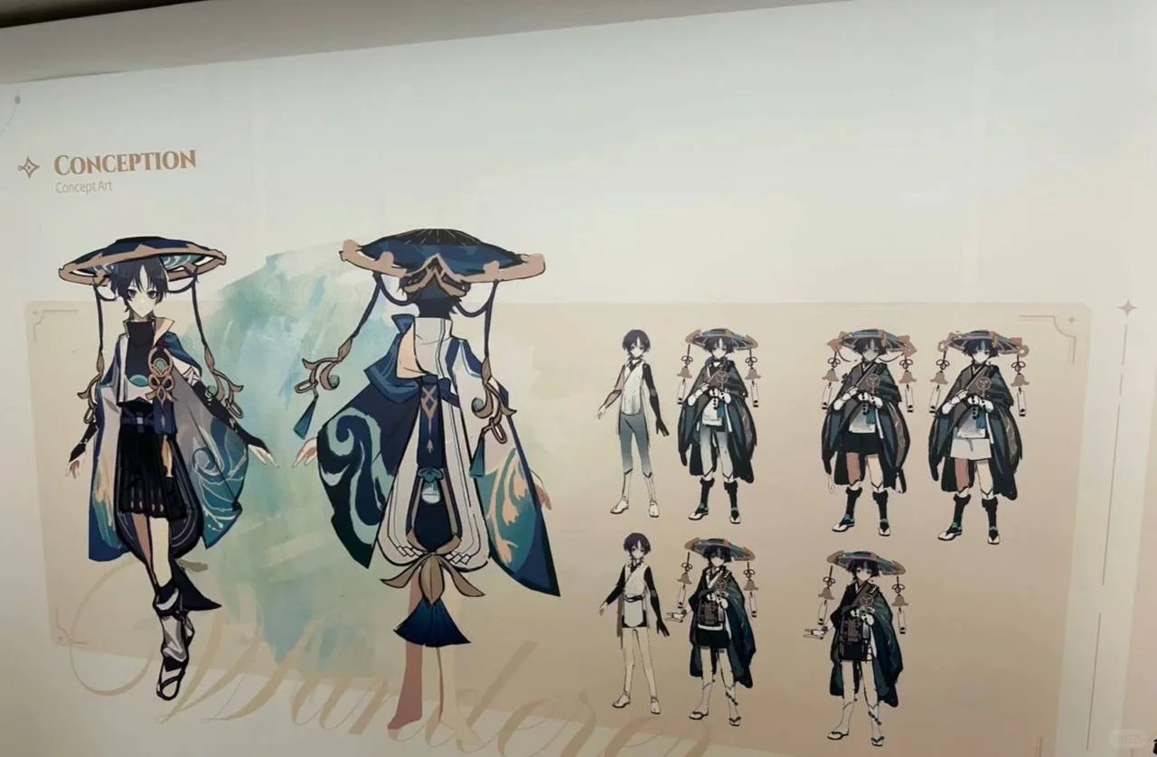 放出了超级多的原神角色设计图！