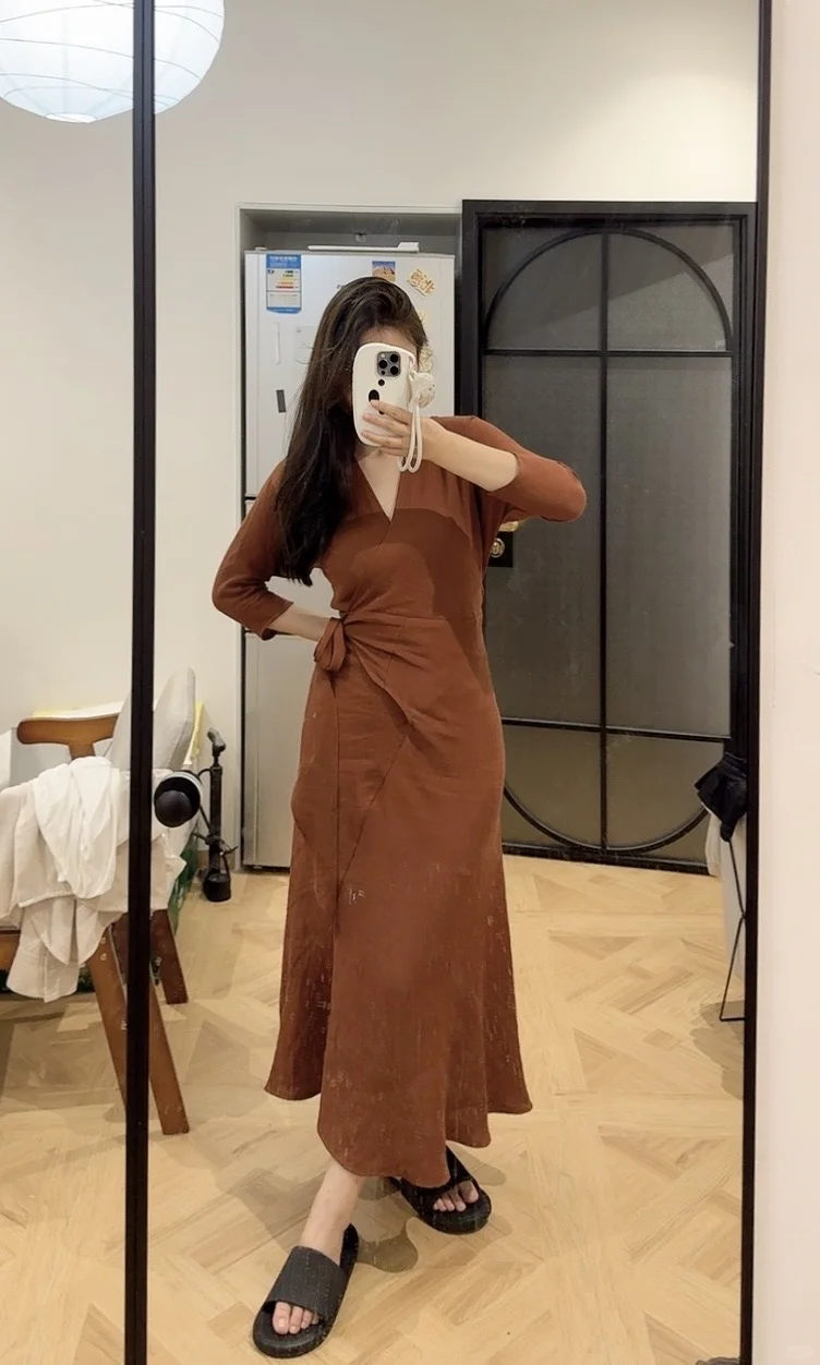 心水的人妻感bonito亚麻裙