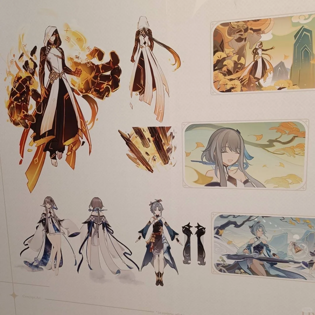 放出了超级多的原神角色设计图！