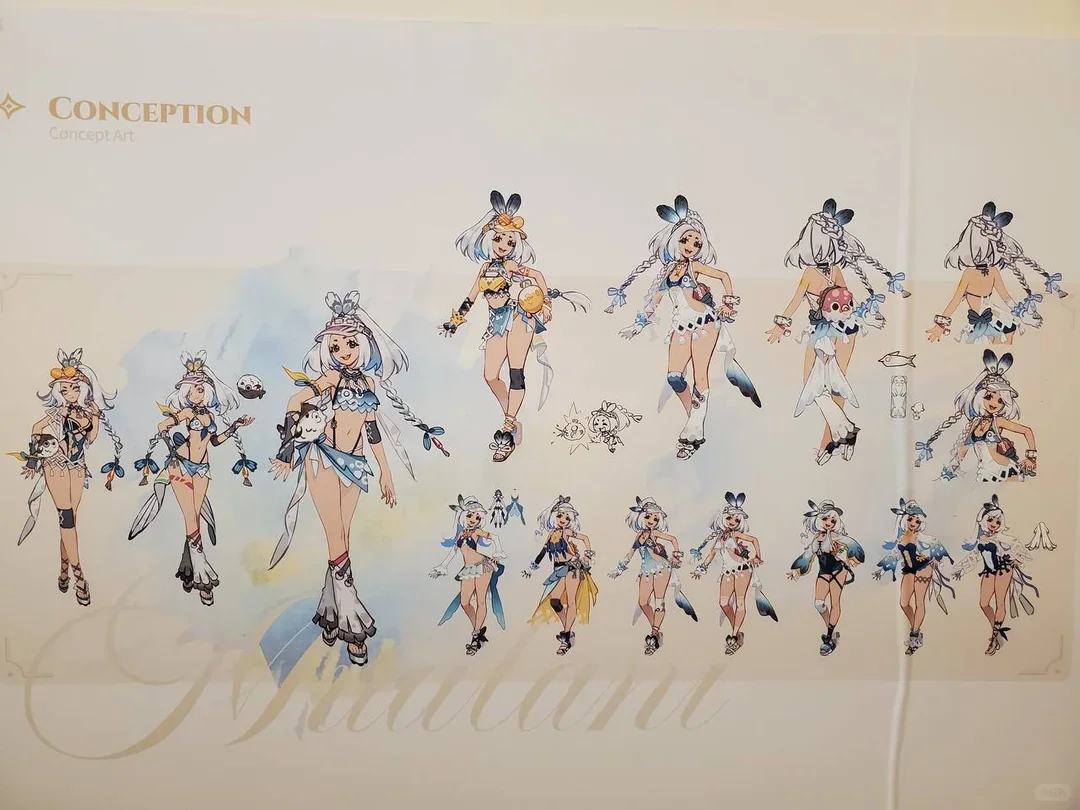 放出了超级多的原神角色设计图！