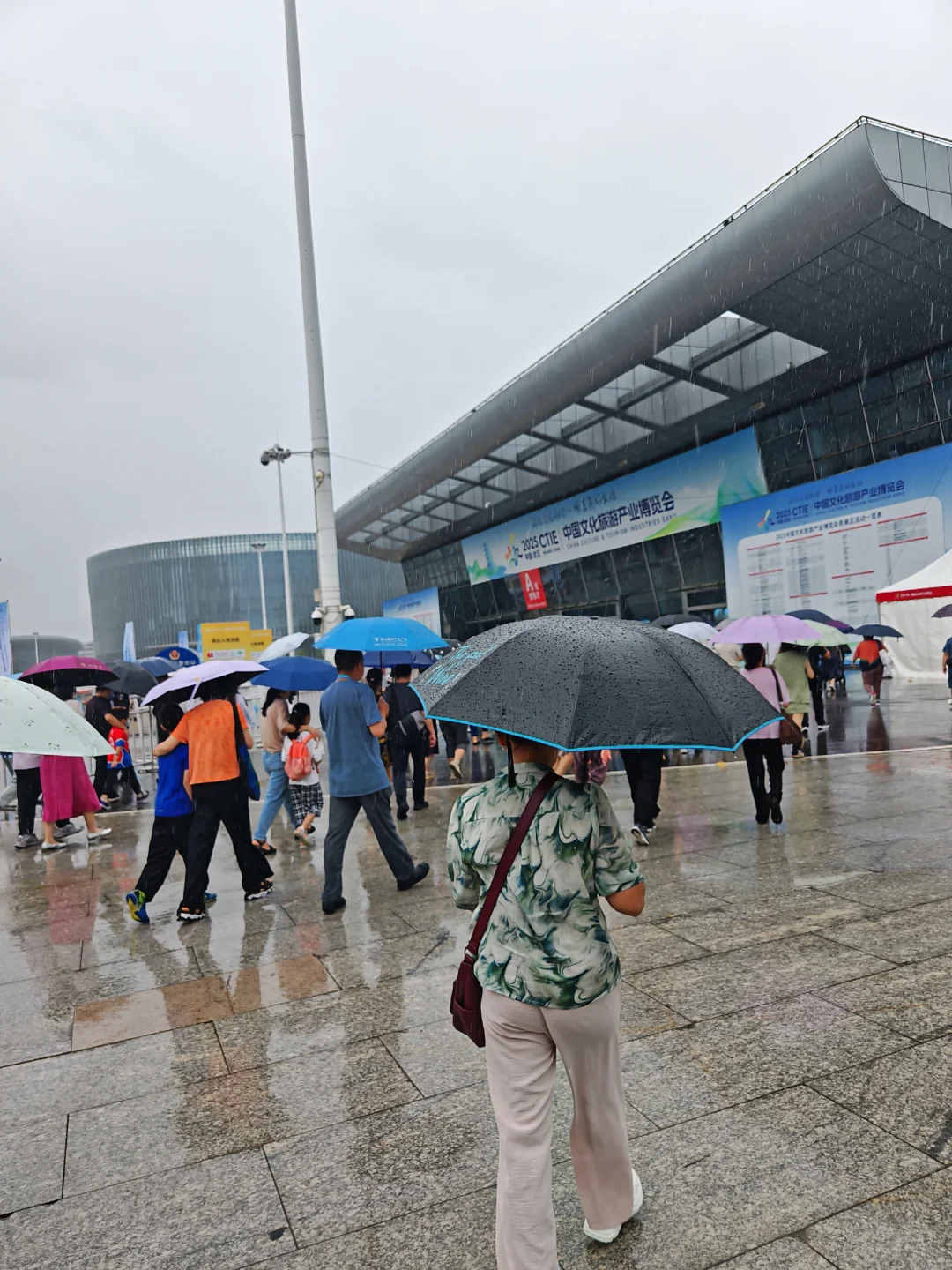 暴雨里的国博，武汉文化旅游博览会