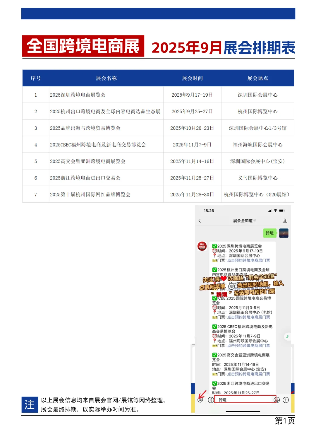 最新！【9-11月】全国跨境电商展会排期一览
