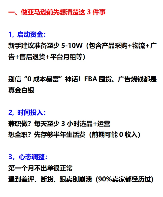如果你打算从现在开始做亚马逊，你需要....