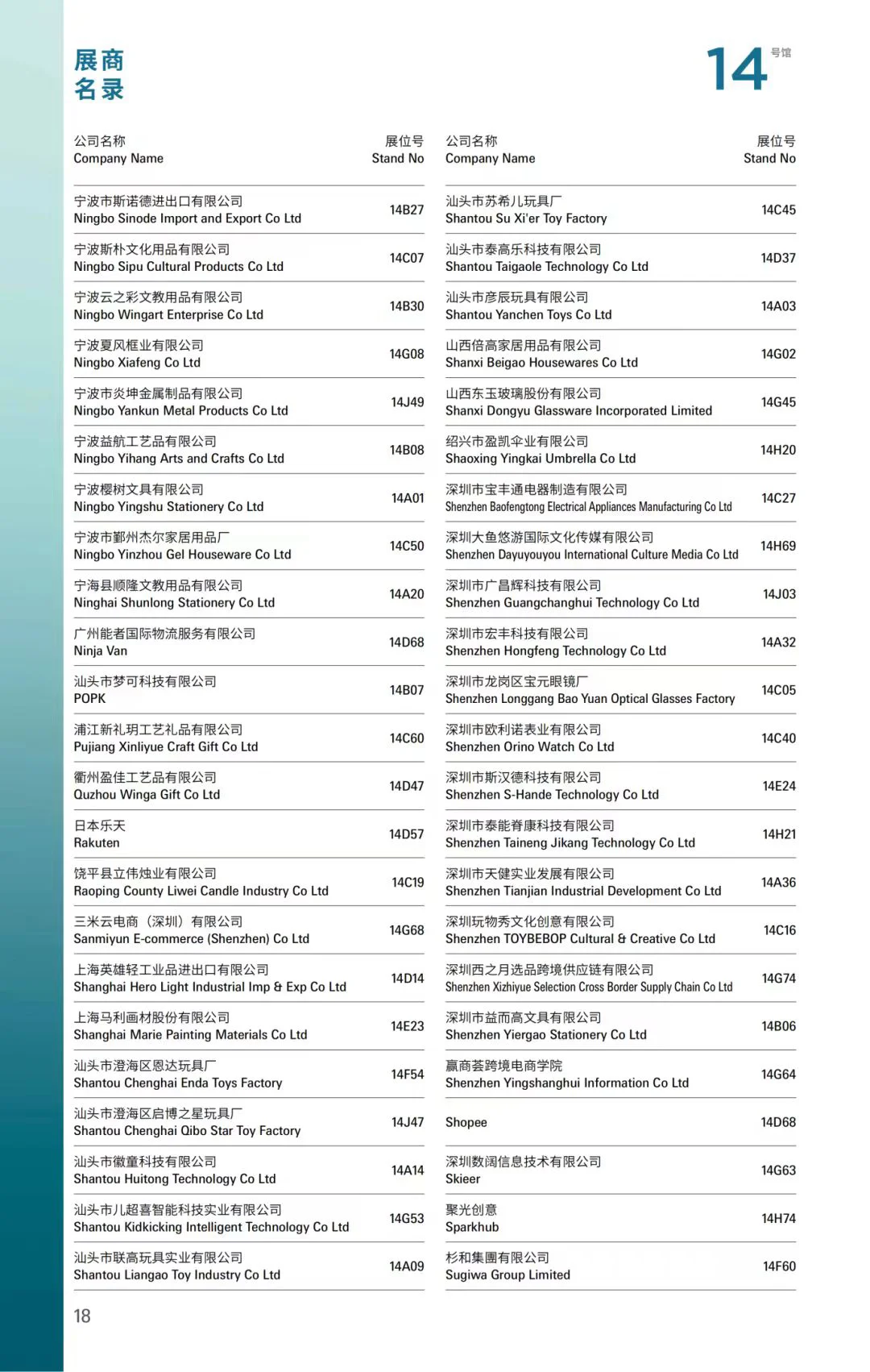 本周三9月17日深圳跨境电商展展位图+展商