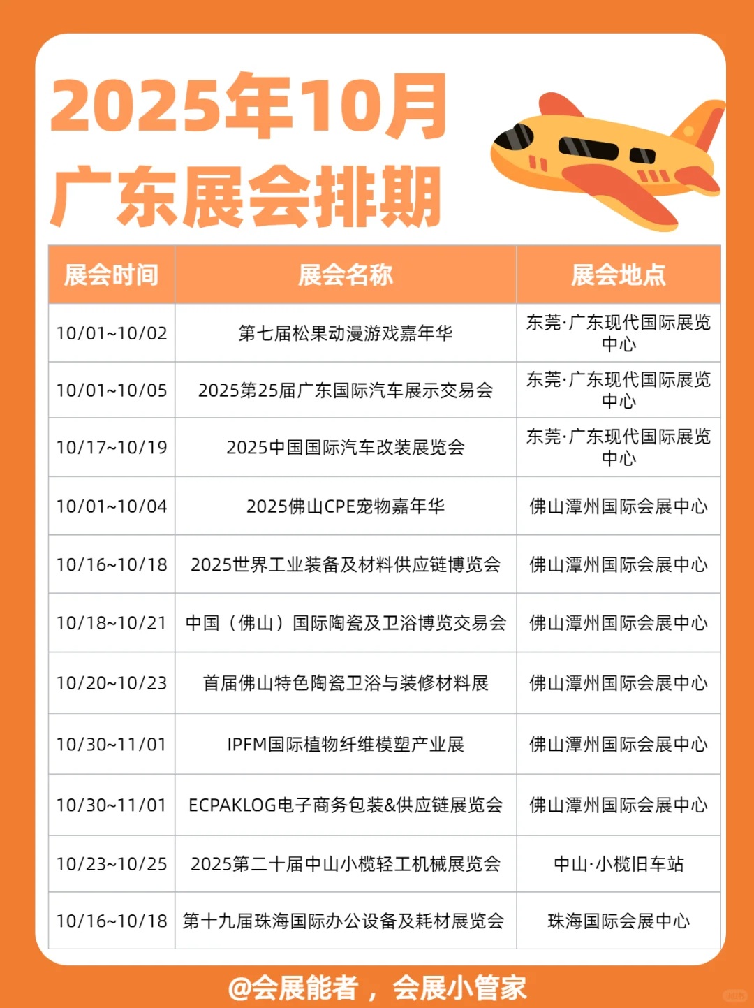 10月广东展会排期，精彩提前看！