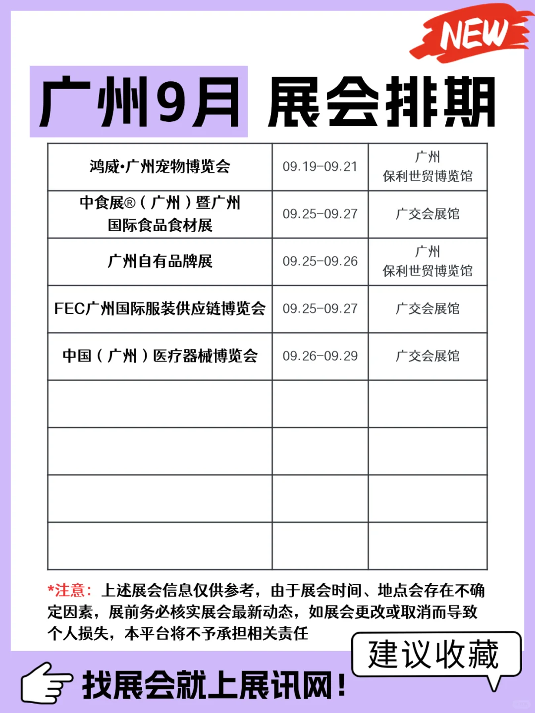 2025年9月广州展会排期表（时间+地点）