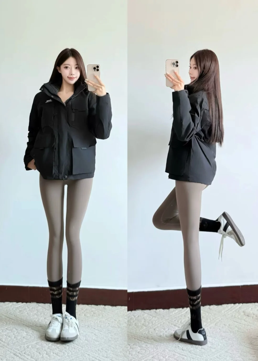 早秋冲锋衣搭瑜伽裤绝了～