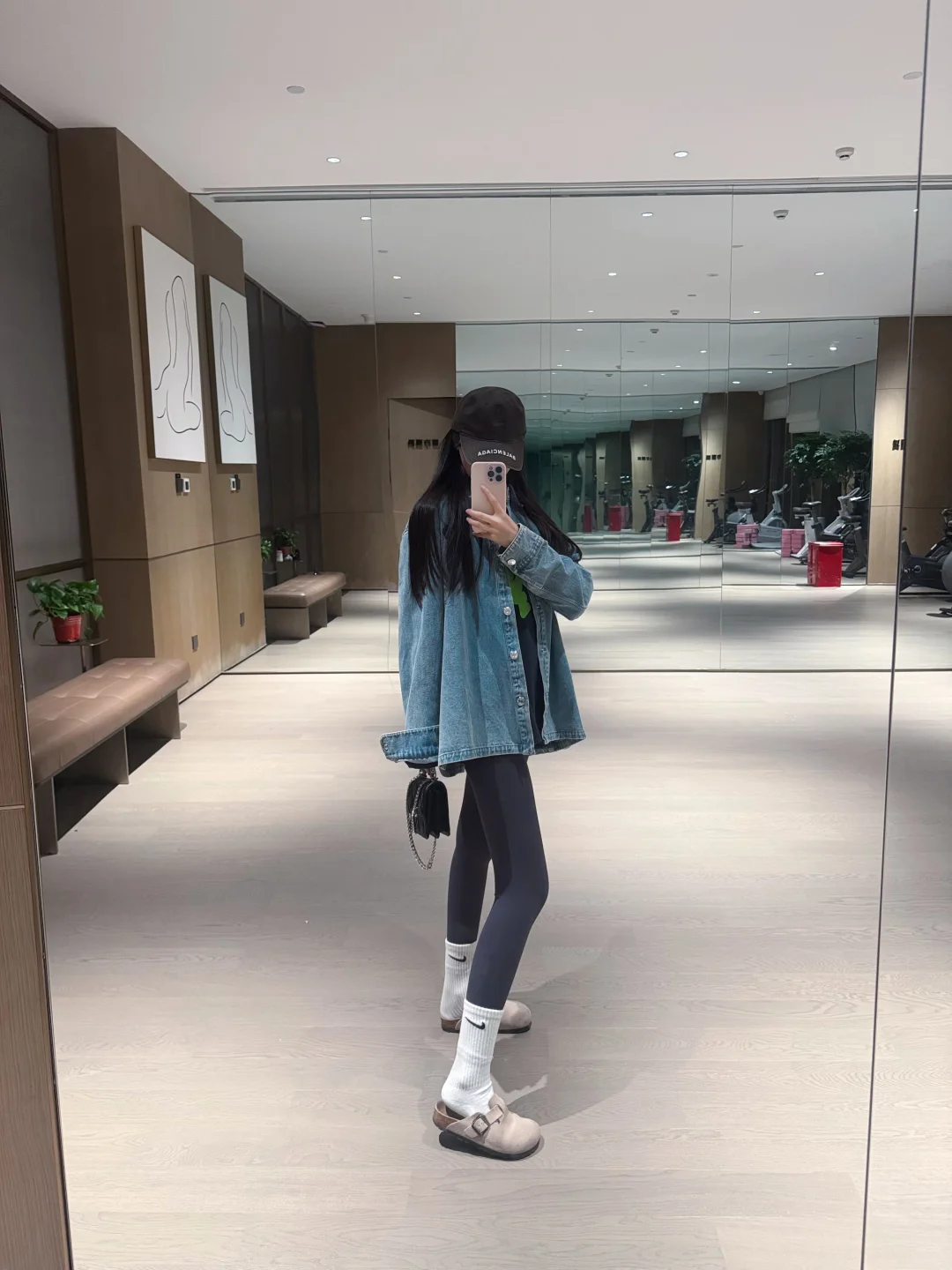 牛仔衬衫外套➕瑜伽裤秋天搭配一套太好看啦