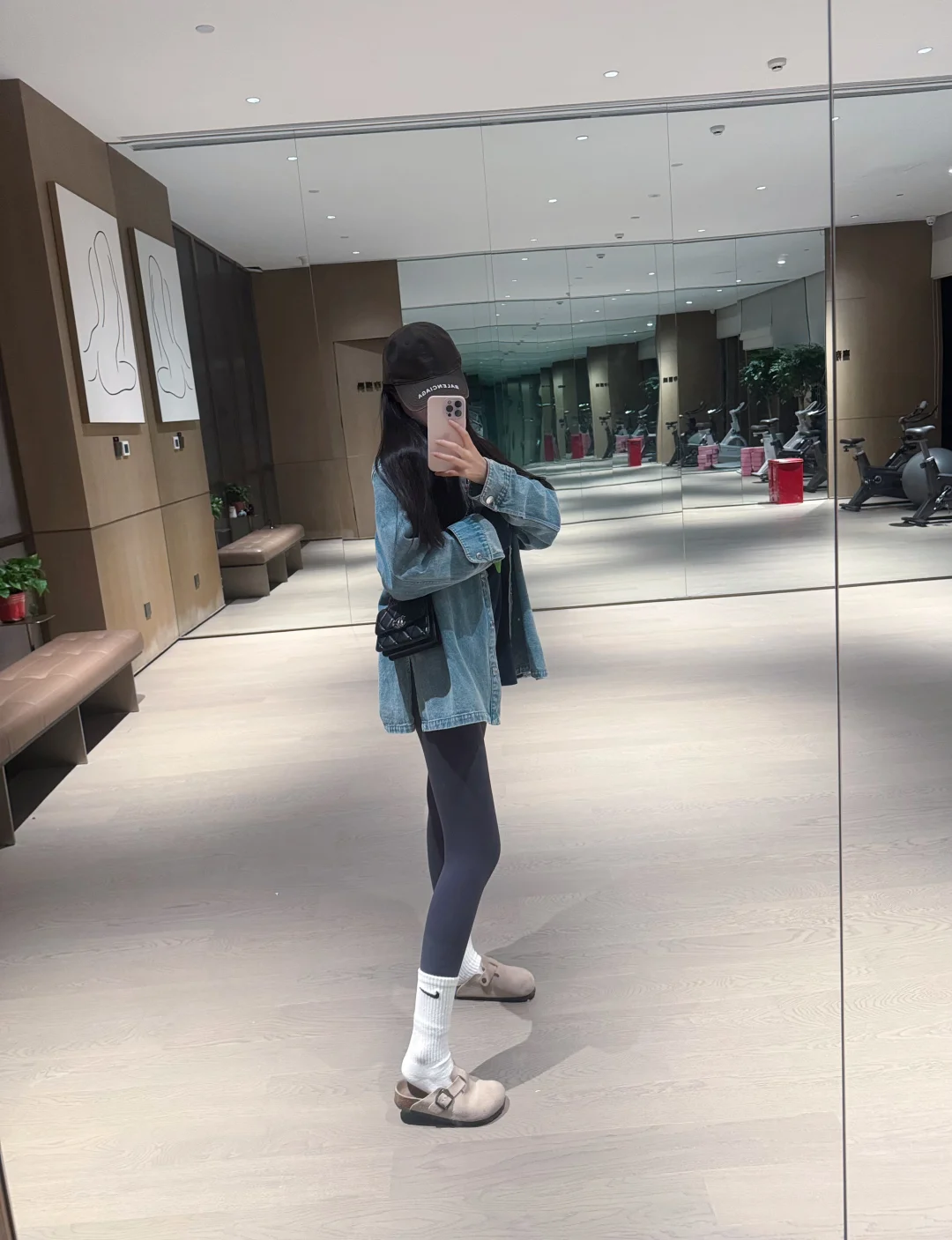 牛仔衬衫外套➕瑜伽裤秋天搭配一套太好看啦