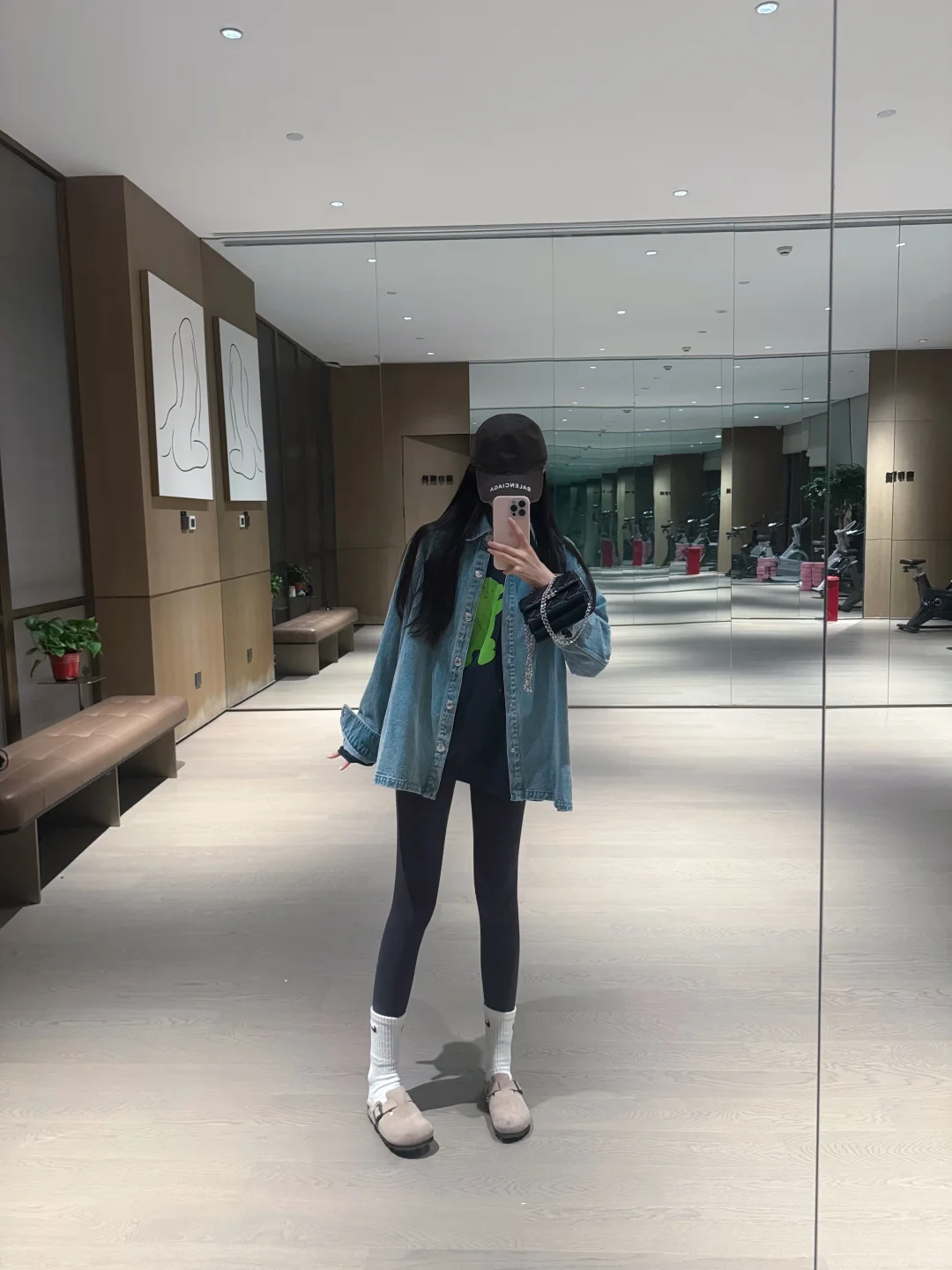 牛仔衬衫外套➕瑜伽裤秋天搭配一套太好看啦