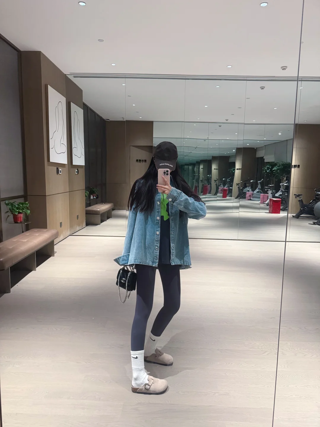 牛仔衬衫外套➕瑜伽裤秋天搭配一套太好看啦