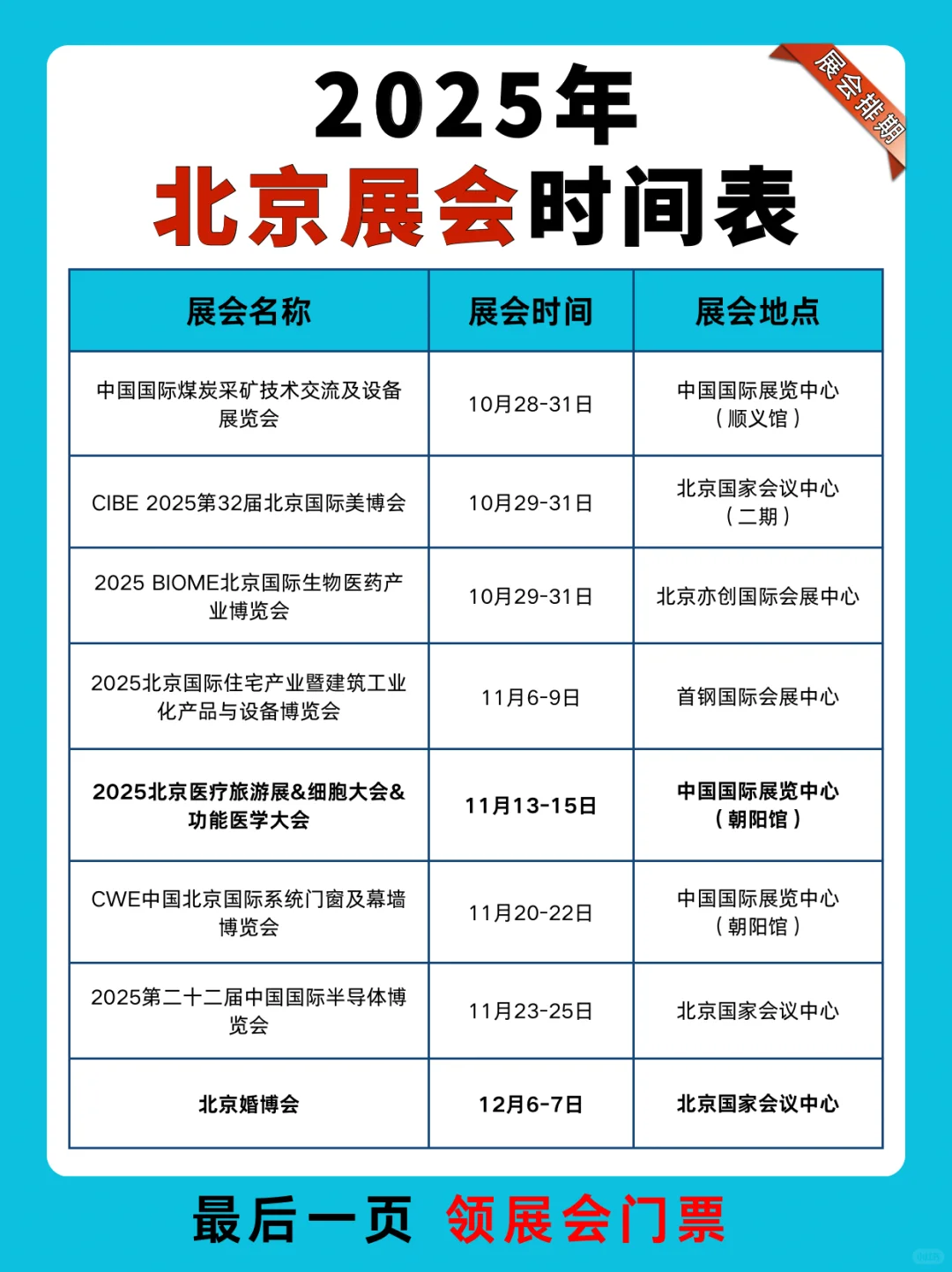 2025下半年北京展会排期表（附门票） ?
