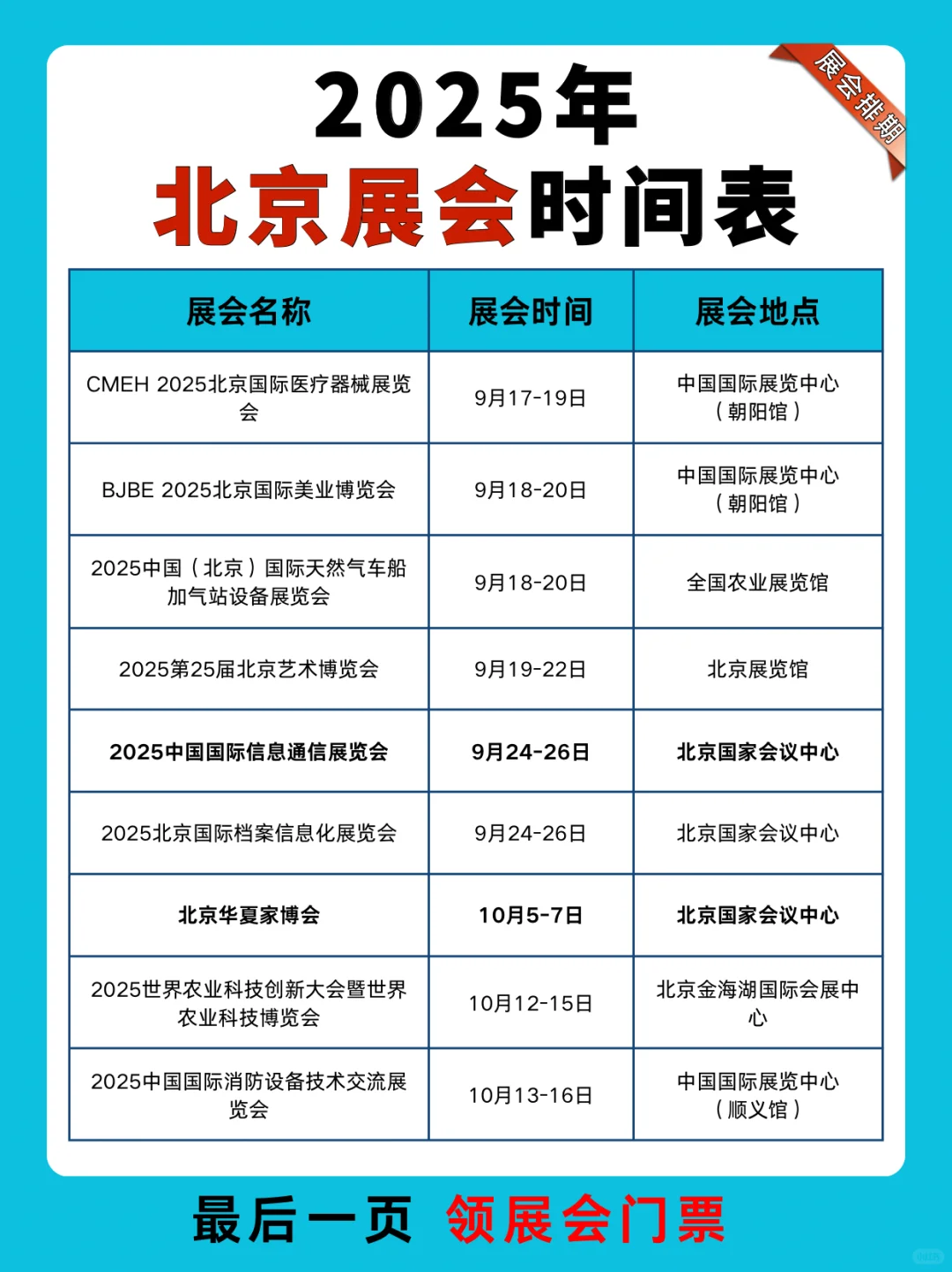 2025下半年北京展会排期表（附门票） ?