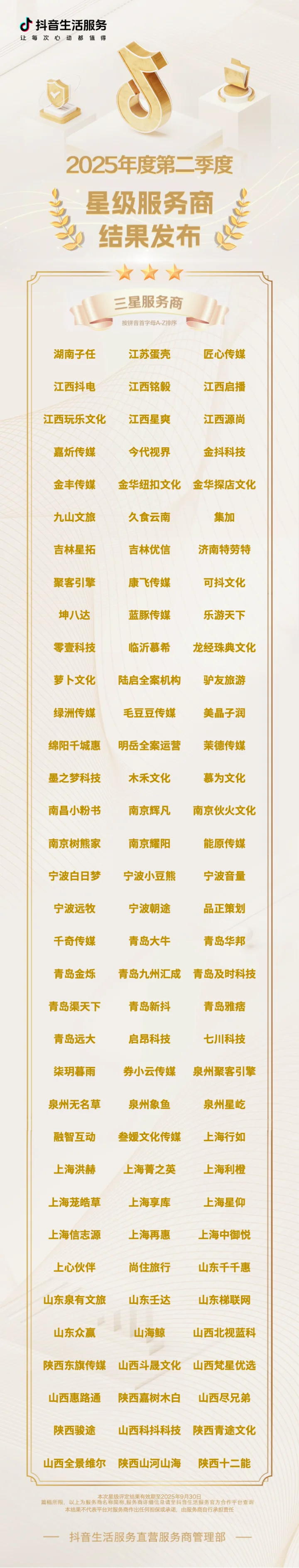 抖音本地生活Q2季度服务商变化?