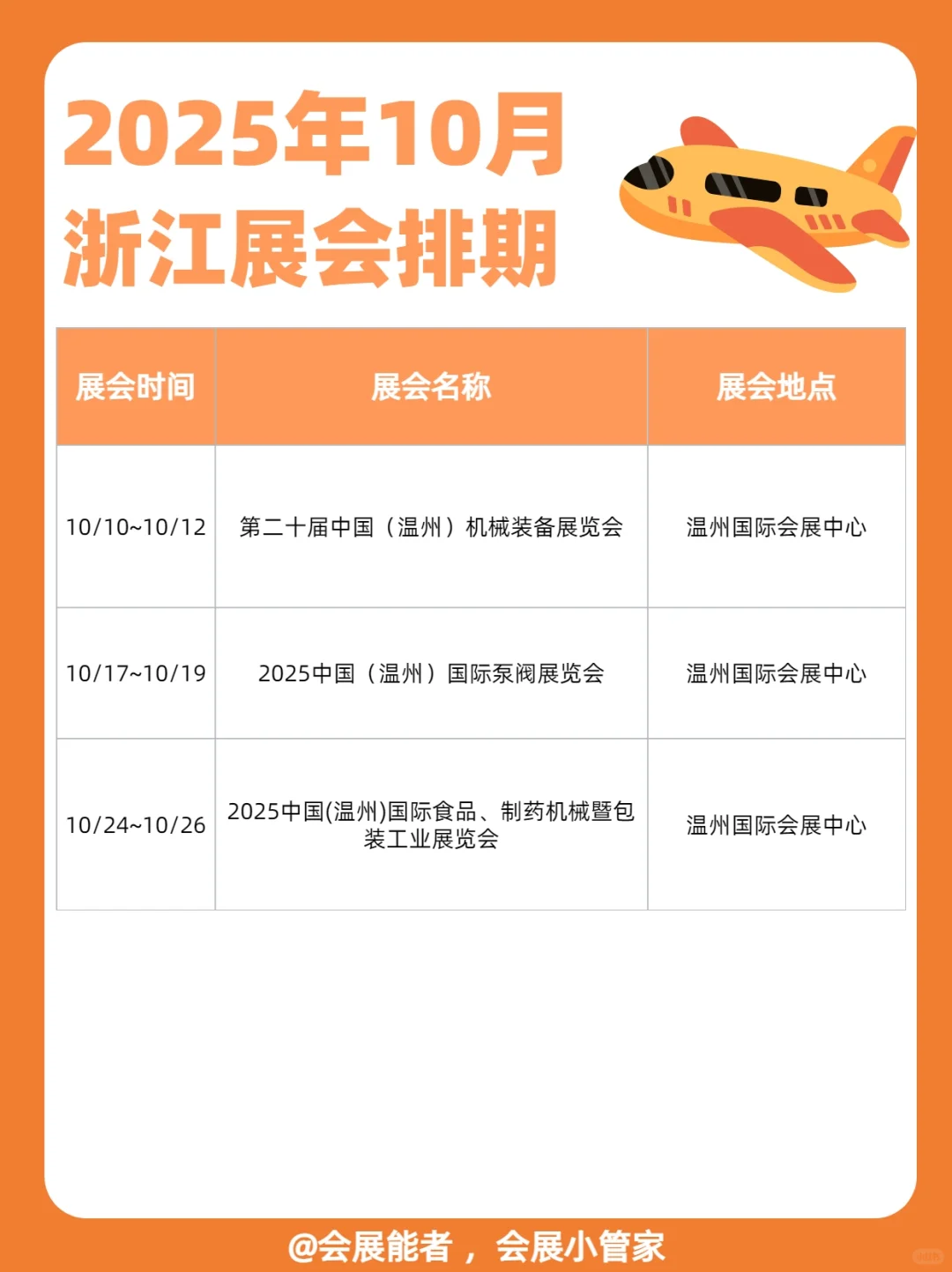 10月浙江展会排期，精彩提前看！
