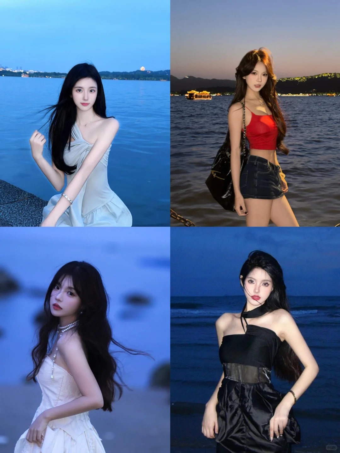 存一些海边蓝调时刻拍照姿势！！！