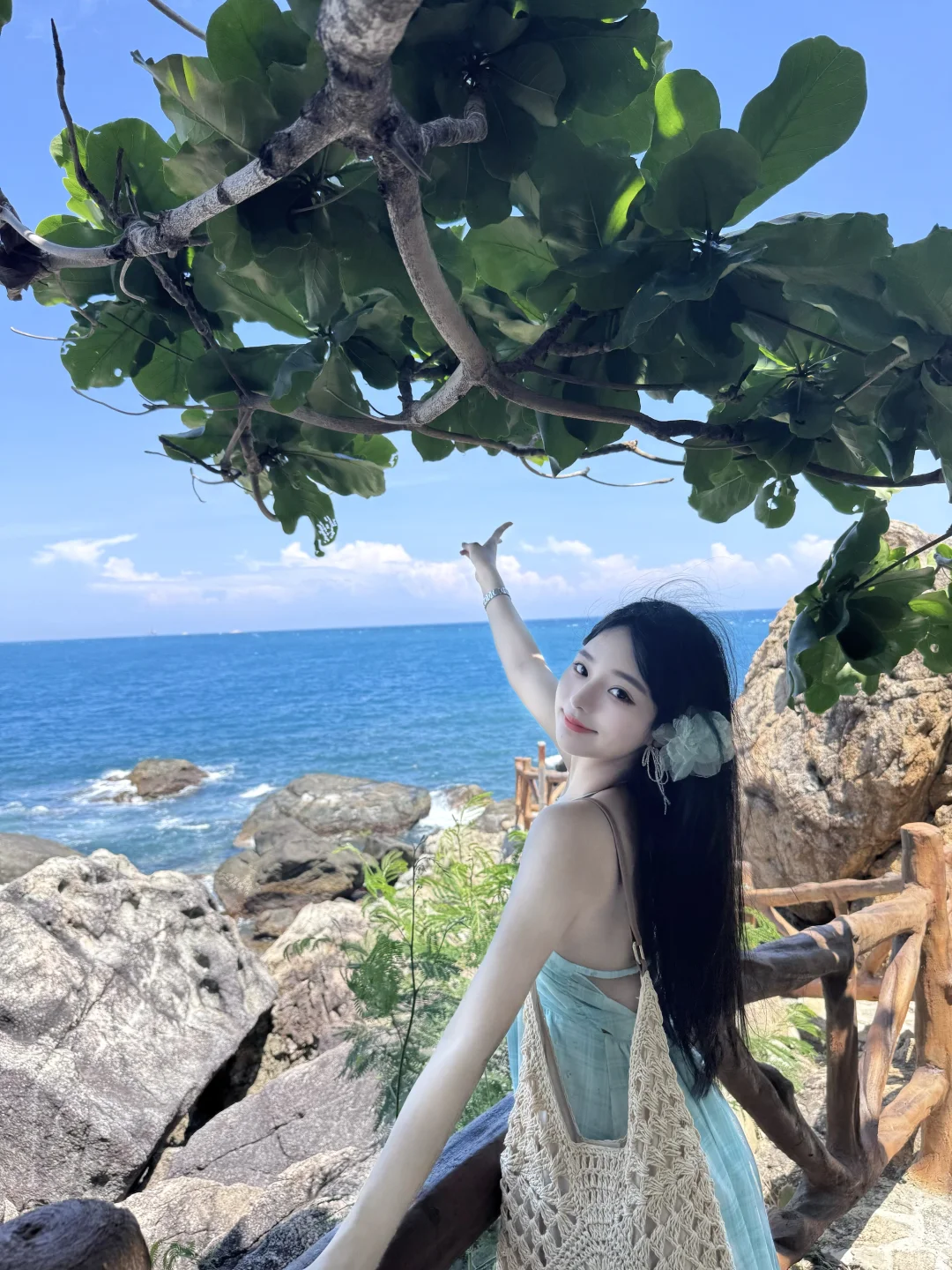 西岛拍照姿势教学，超有生命力