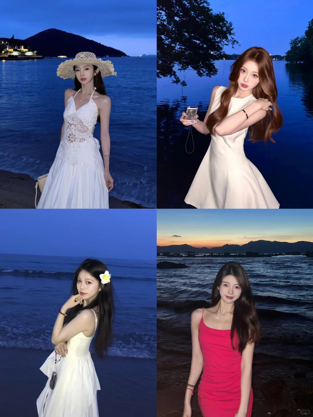 存一些海边蓝调时刻拍照姿势！！！