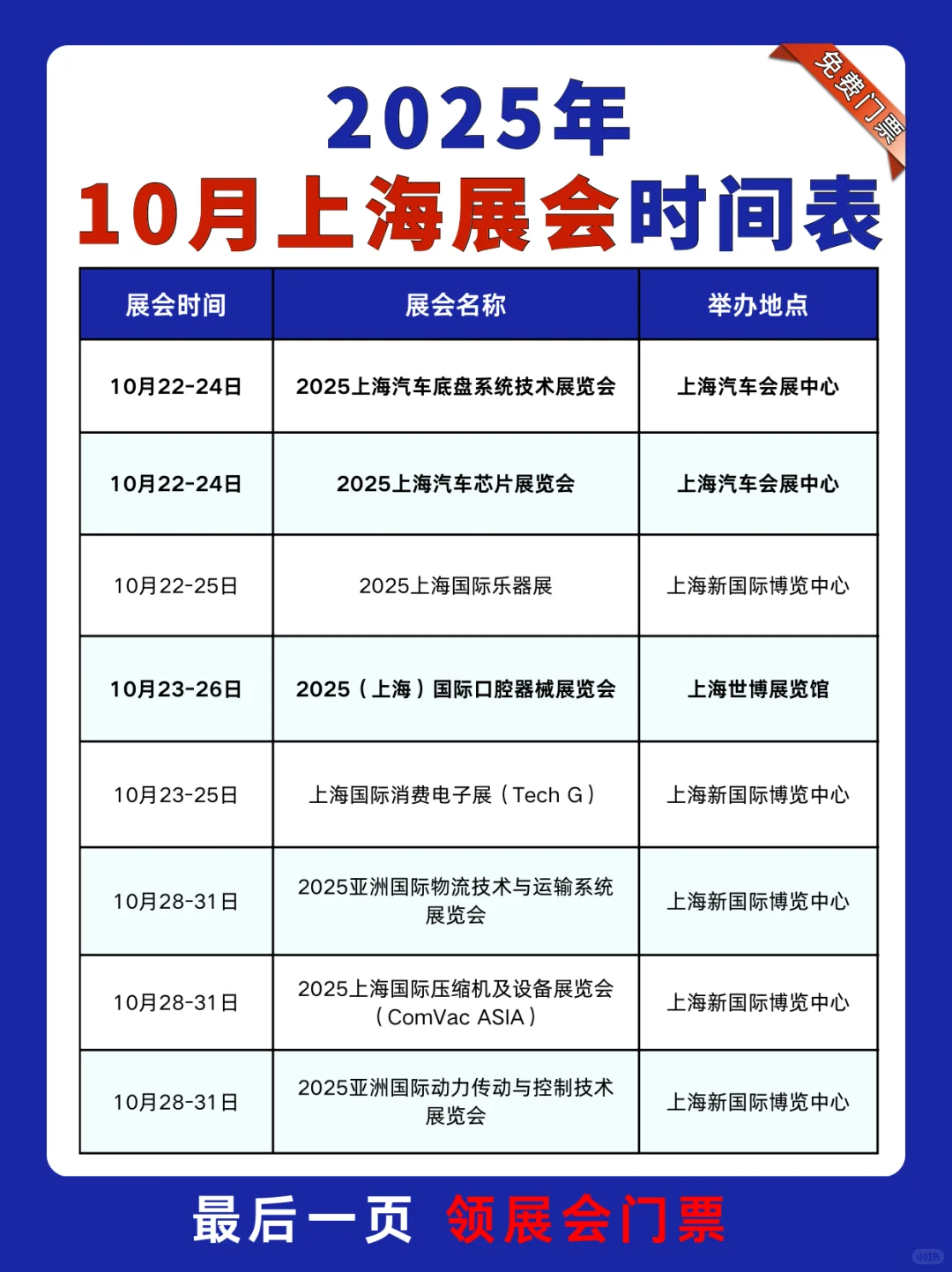 10月上海展会排期表提前码住❗️（附展会门票）
