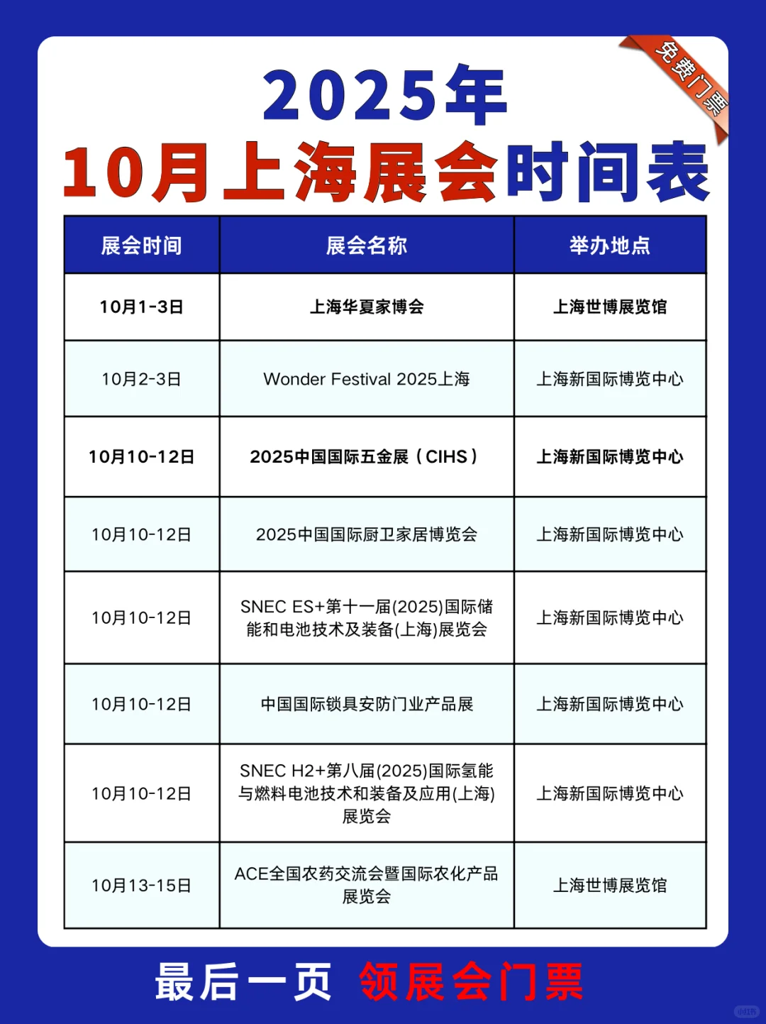 10月上海展会排期表提前码住❗️（附展会门票）
