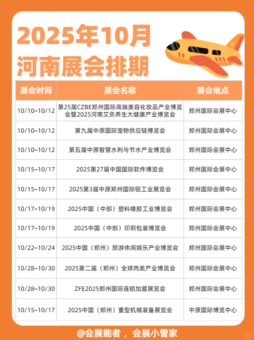 10月河南展会排期，精彩提前看！