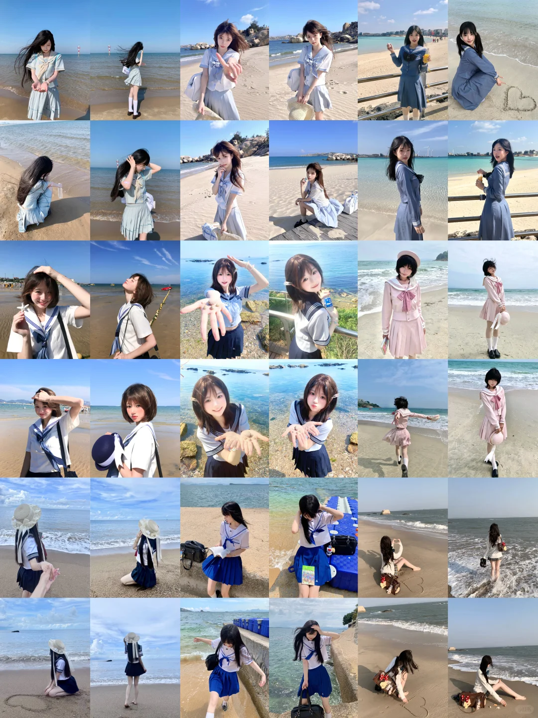 ?存一些海边拍照姿势｜?jk海盐味的夏天