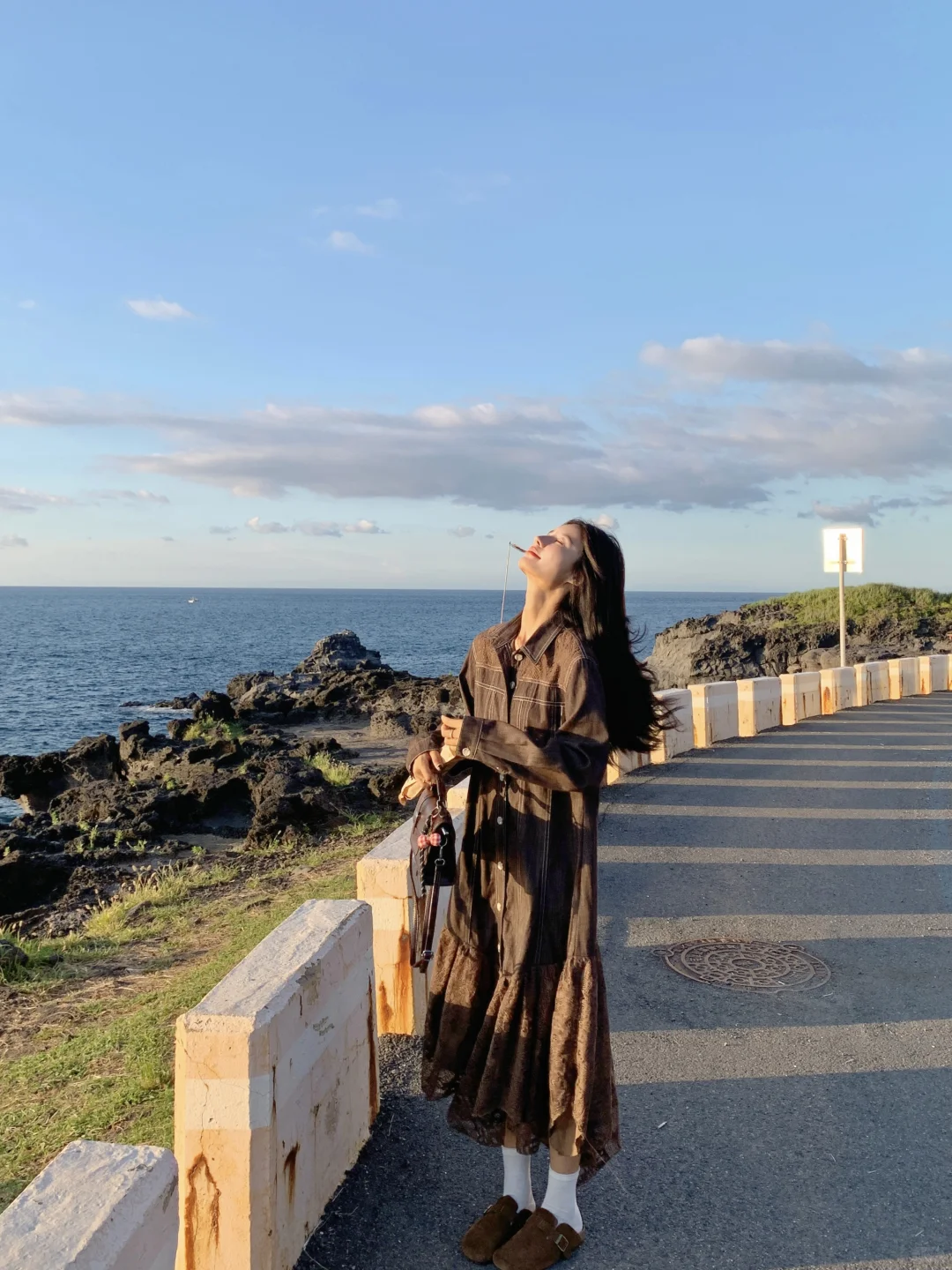 海边复古风｜棕色蕾丝裙的秋日氛围感穿搭