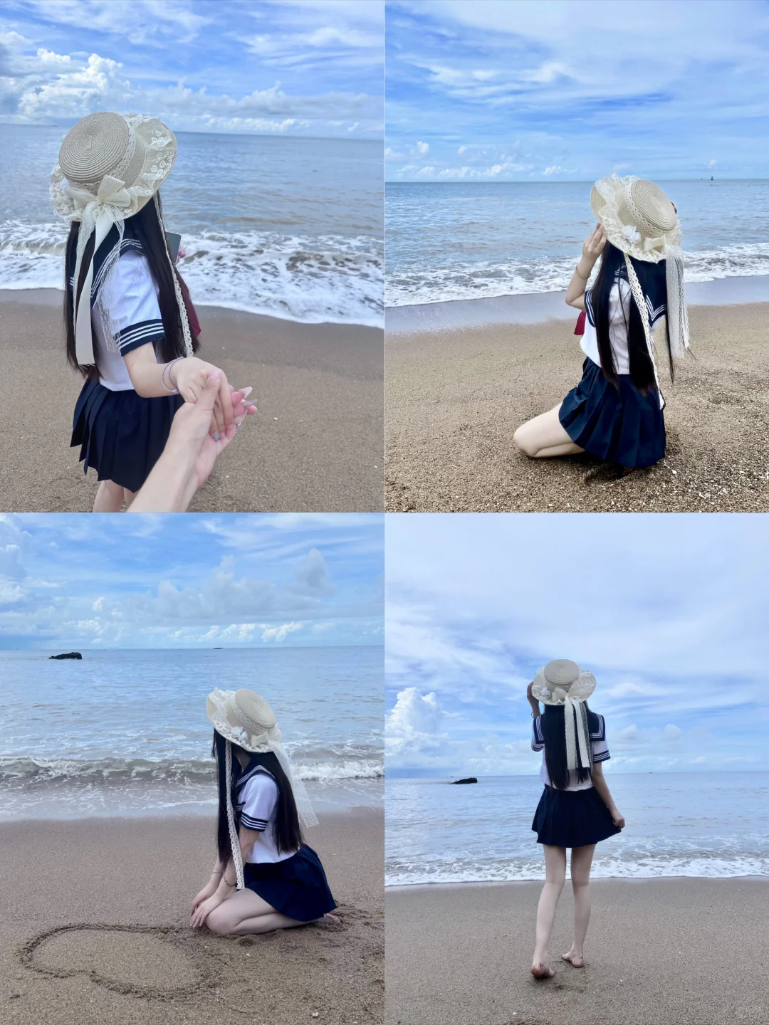 ?存一些海边拍照姿势｜?jk海盐味的夏天