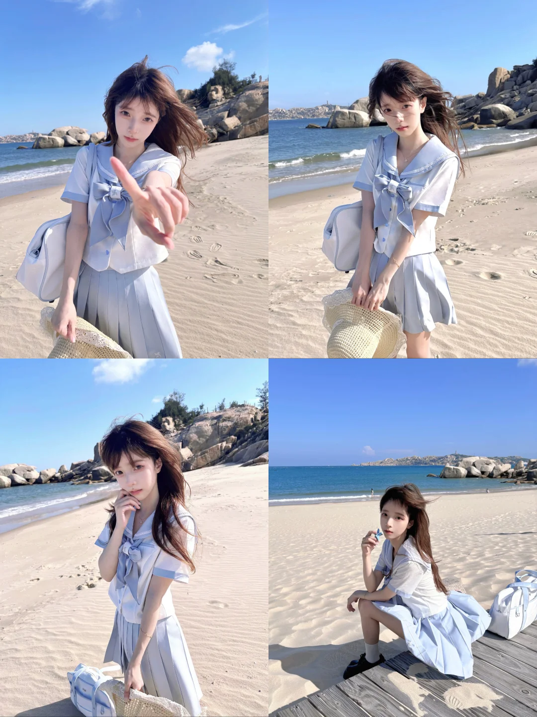 ?存一些海边拍照姿势｜?jk海盐味的夏天