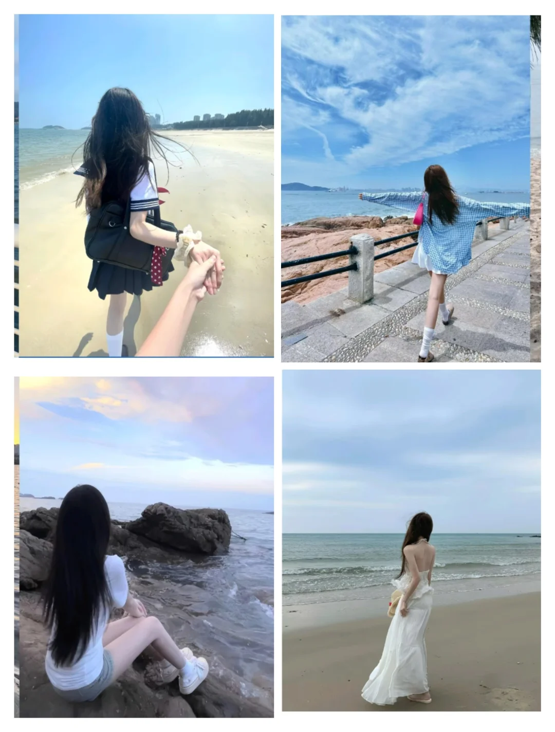 存一些i人不露脸海边拍照姿势吧